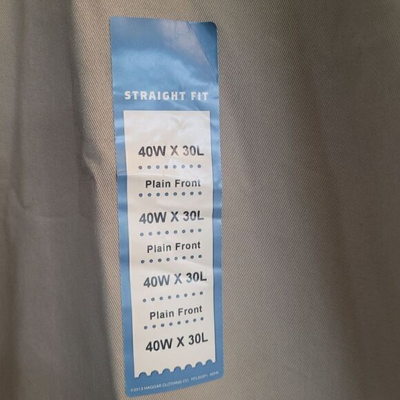 Haggar performance cotton blend flat front straight fit khaki  pants - Picture 5 of 8